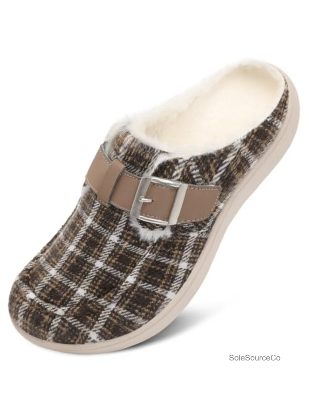 Womens Fuzzy Slippers Wide Mules Memory Foam Adjustable Diabetic House Shoes
